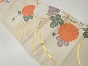 菊・芒模様織出し名古屋帯